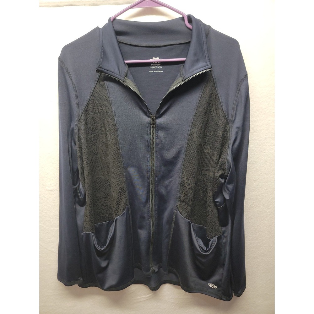 Maurices In Motion Womens Plus Size‎ 1 Full Zip Athletic Jacket with Lace Panels